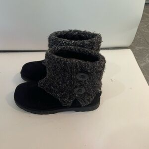 Cozy Black Kids Boots with Button Detail